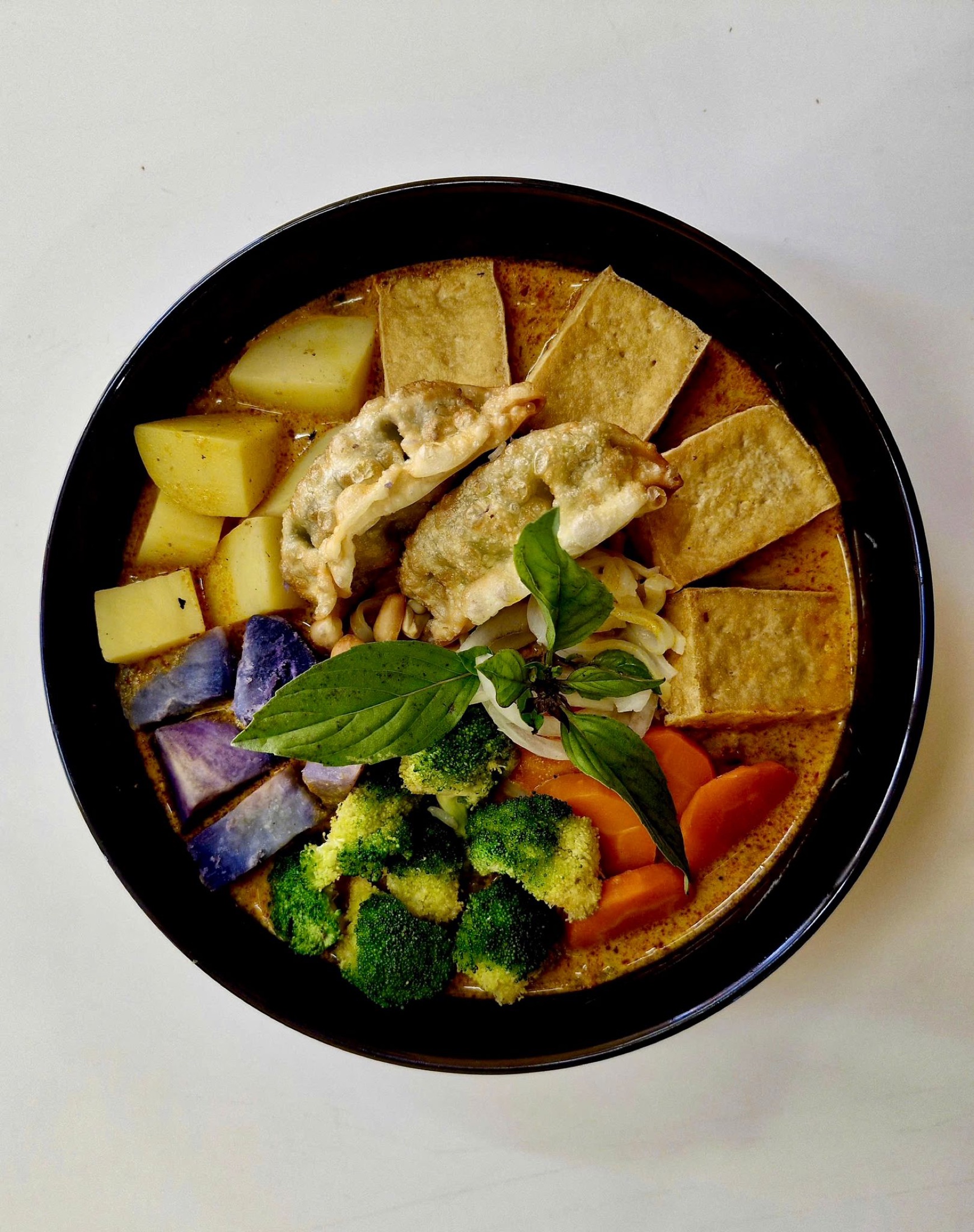 VieVegan creamy coconut curry phở with tofu and greens
